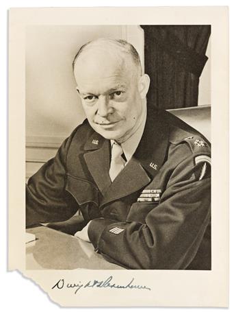 EISENHOWER, DWIGHT D. Three items, each Signed, as Military Governor: Photograph * Typed Letter * His handkerchief.